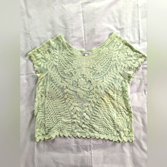 EXPRESS Teal Lace Top - Picture 1 of 9